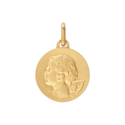 Médaille ange - 15 mm - Or 9 carats   