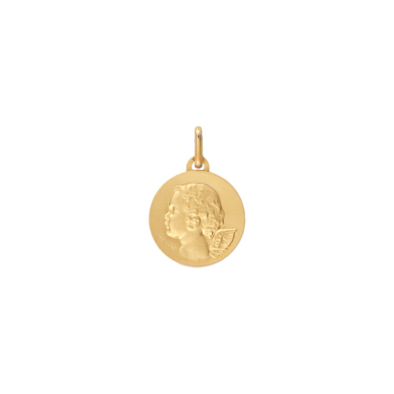 Médaille ange - 15 mm - Or 9 carats   