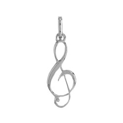Pendentif clef de sol Or 9 carats gris - Bijouterie La Petite Française