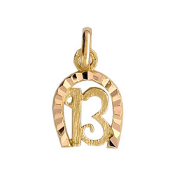 Pendentif fer à cheval et 13 Or 9 carats jaune - Bijouterie La Petite Française