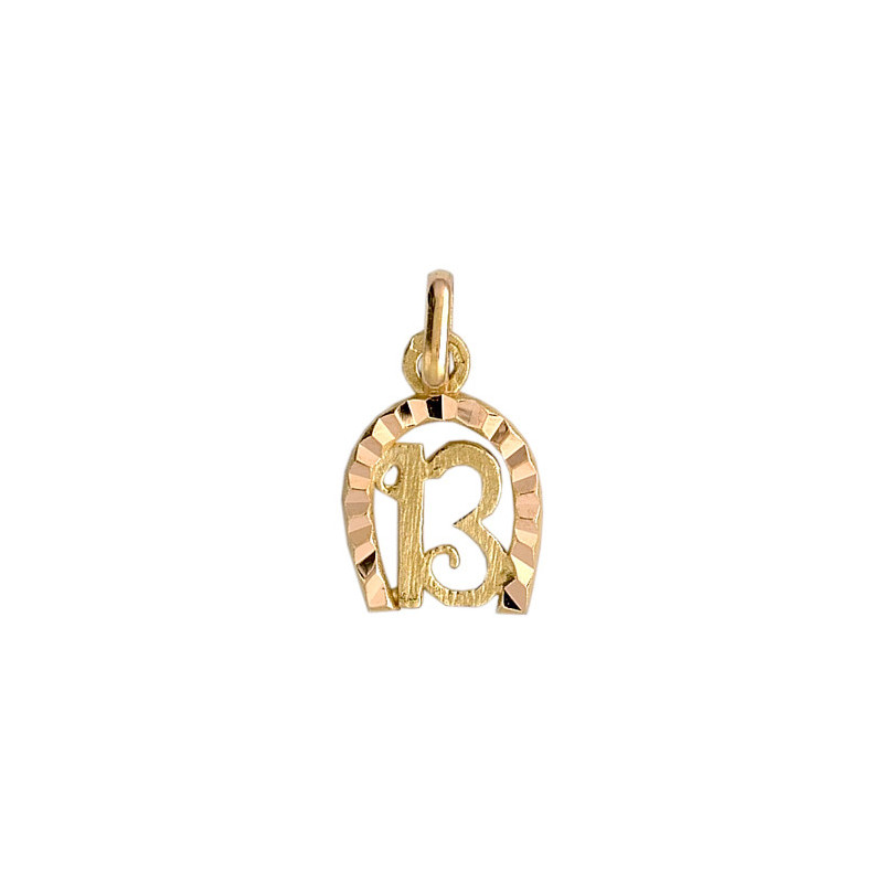 Pendentif fer à cheval et 13 Or 9 carats jaune - Bijouterie La Petite Française