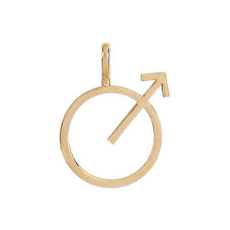Pendentif symbole masculin or 9 carats  