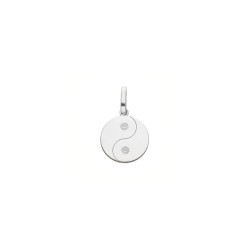 Pendentif Ying-Yang Or 9 carats  - diamants blancs - 12 MM - Bijouterie La Petite Française