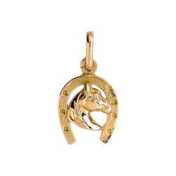 Pendentif fer et tête de cheval Or 9 carats  - Bijouterie La Petite Française