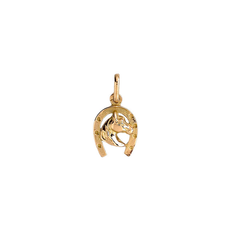 Pendentif fer et tête de cheval Or 9 carats  - Bijouterie La Petite Française