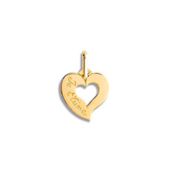 Pendentif coeur je t'aime Or 9 carats  