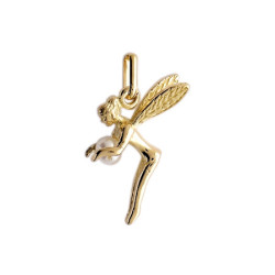 Pendentif fée et perle Or 9 carats  
