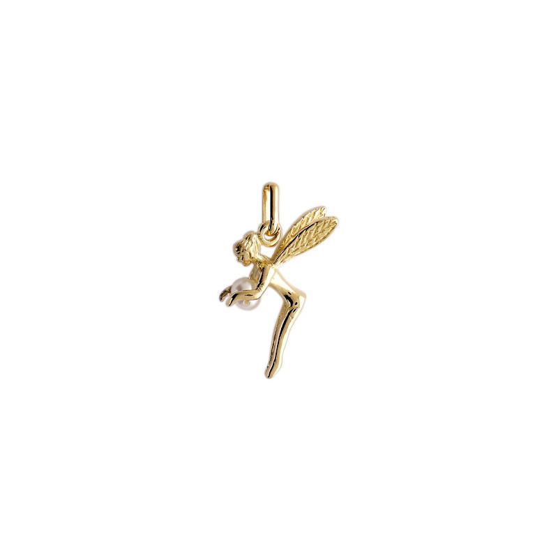 Pendentif fée et perle Or 9 carats  