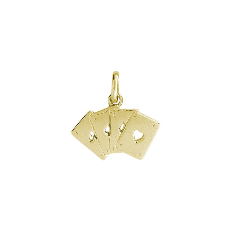 Pendentif cartes à jouer 4 as Or 9 carats  - Bijouterie La Petite Française