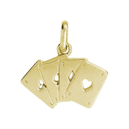 Pendentif cartes à jouer 4 as Or 9 carats  - Bijouterie La Petite Française