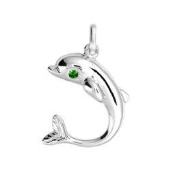 Pendentif dauphin émeraude  Or 9 carats  - Bijouterie La Petite Française