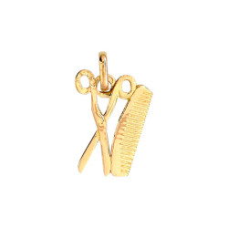 Pendentif ciseaux et peigne de coiffeur  Or 9 carats  jaune - Bijouterie La Petite Française