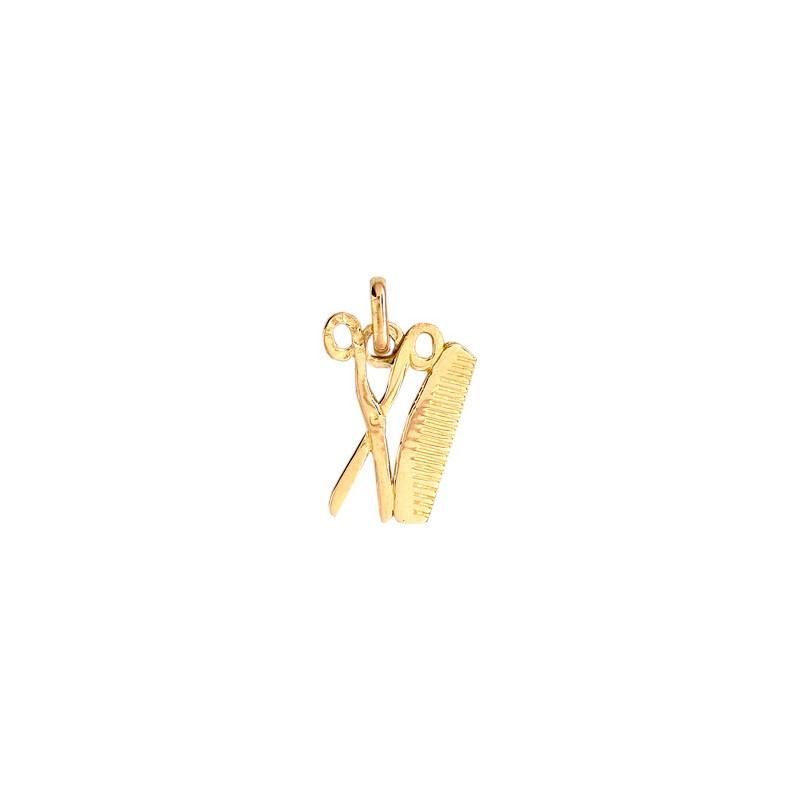 Pendentif ciseaux et peigne de coiffeur  Or 9 carats  jaune - Bijouterie La Petite Française