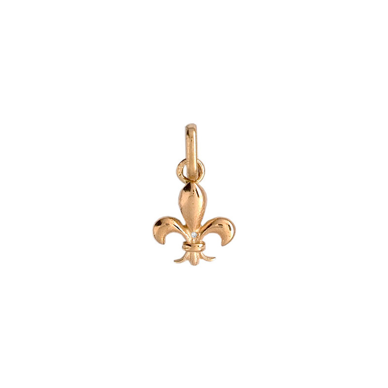 Pendentif Fleur de Lys diamant Or 9 carats   