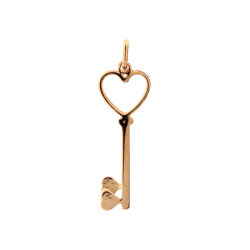 Pendentif clef 2 coeurs Or 9 carats  