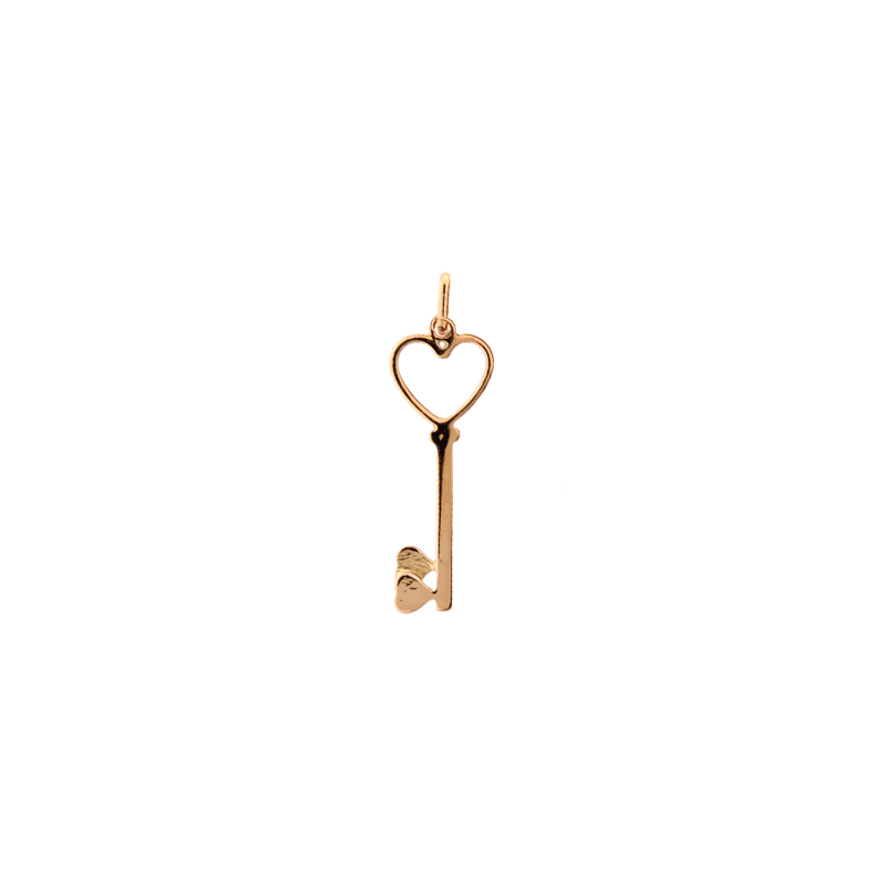 Pendentif clef 2 coeurs Or 9 carats  
