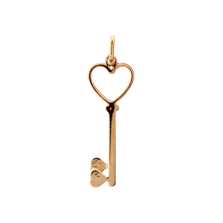 Pendentif clef 2 coeurs Or 9 carats  