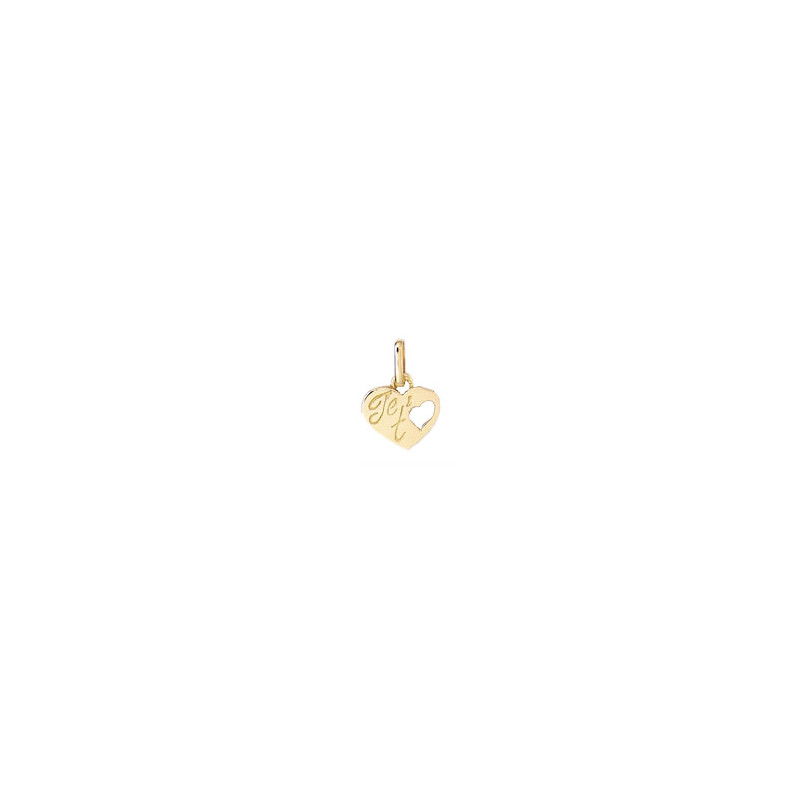 Pendentif coeur je t'aime Or 9 carats  