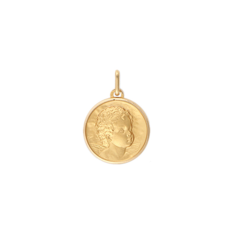 Médaille ange - 17 mm - Or 9 carats  