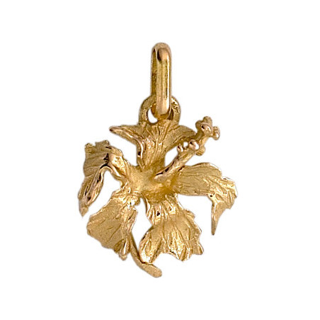 Pendentif hibiscus Or 18 carats  jaune - Bijouterie La Petite Française