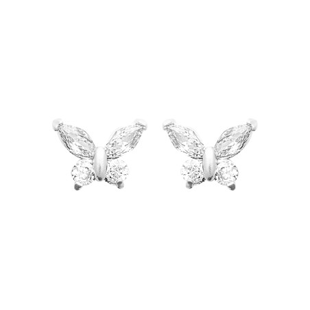 Boucles d'oreilles papillon zirconium argent - Bijouterie La Petite Française