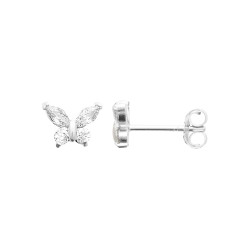Boucles d'oreilles papillon zirconium argent - Bijouterie La Petit...