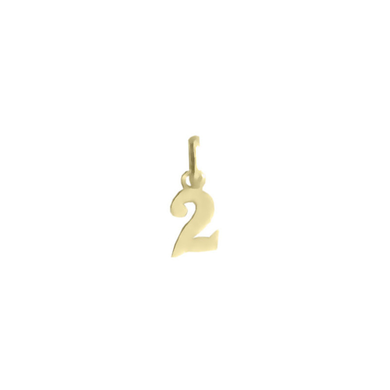 Pendentif chiffre 2 Or 9 carats jaune  - Bijouterie La Petite Française