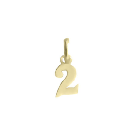 Pendentif chiffre 2 Or 9 carats jaune  - Bijouterie La Petite Française