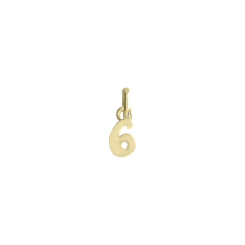 Pendentif chiffre 6 Or 9 carats jaune - Bijouterie La Petite Française