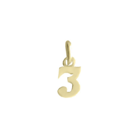 Pendentif chiffre 3 Or 18 carats jaune  - Bijouterie La Petite Française