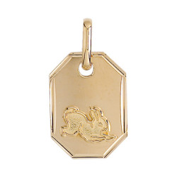 Médaille lapin rectangle – Or 9 carats jaune ou gris – Artisanat français depuis 1954