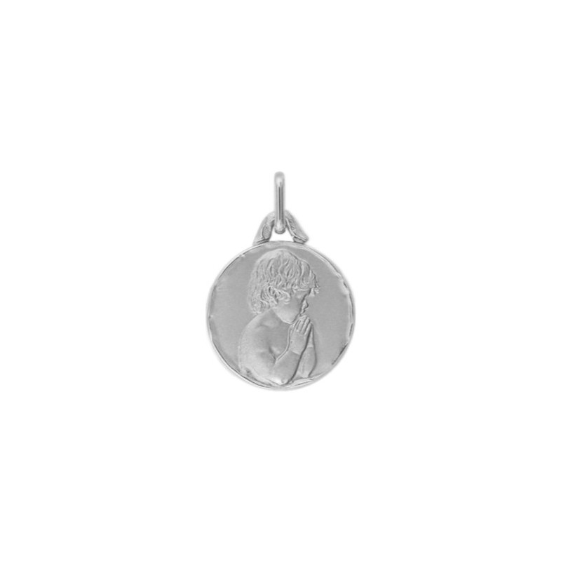 Médaille enfant en prière - 16 mm - - Argent – Artisanat Français depuis 1954 
