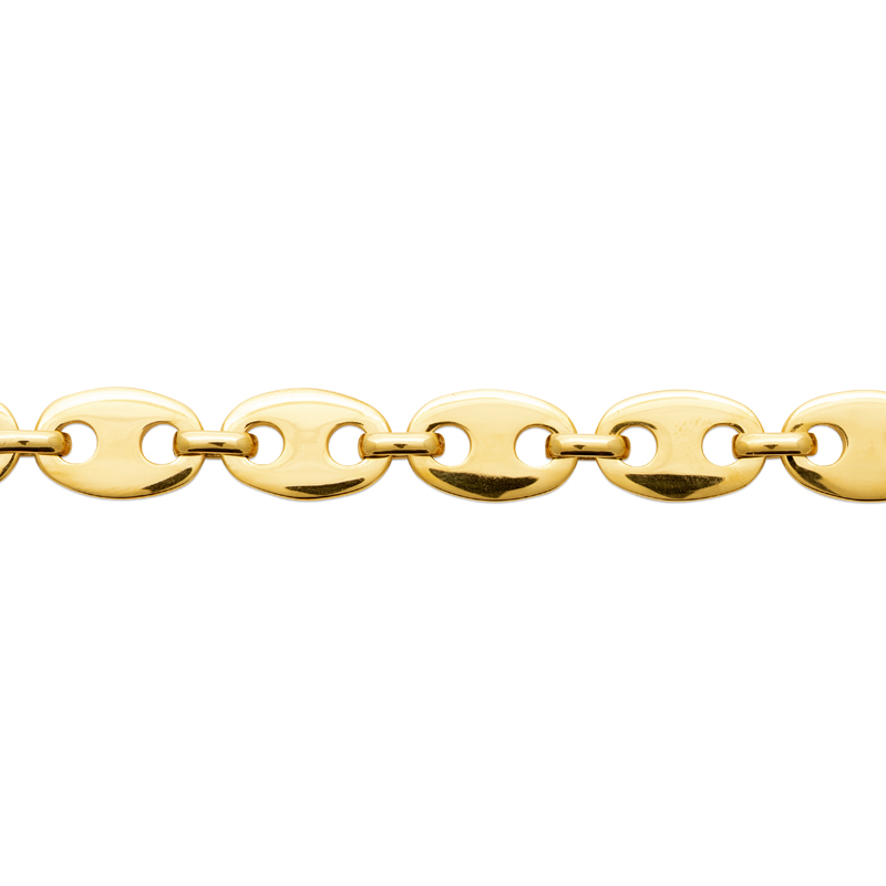 Bracelet maille grains de café acier 9 MM jaune - 21 cm  - Bijouterie La Petite Française