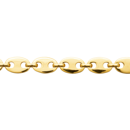 Bracelet maille grains de café acier 9 MM jaune - 21 cm  - Bijouterie La Petite Française