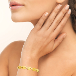 Bracelet maille grains de café acier 9 MM jaune - 21 cm  - Bijouterie La Petite Française