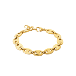 Bracelet maille grains de café acier 9 MM jaune - 21 cm  - Bijouterie La Petite Française