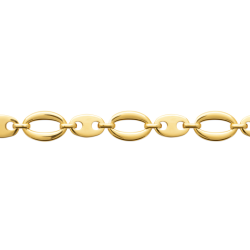 Bracelet maille grains de café et ovales acier jaune - 20 cm  - Bijouterie La Petite Française
