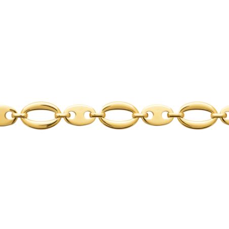 Bracelet maille grains de café et ovales acier jaune - 20 cm  - Bijouterie La Petite Française