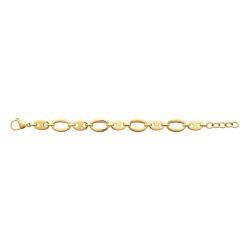 Bracelet maille grains de café et ovales acier jaune - 20 cm  - Bijouterie La Petite Française