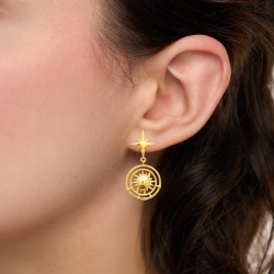 Boucles d'oreilles pendantes Céleste acier doré  - Bijouterie La Petite Française