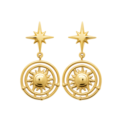 Boucles d'oreilles pendantes Céleste acier doré  - Bijouterie La Petite Française