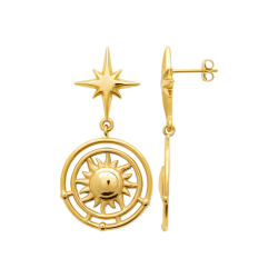 Boucles d'oreilles pendantes Céleste acier doré  - Bijouterie La Petite Française