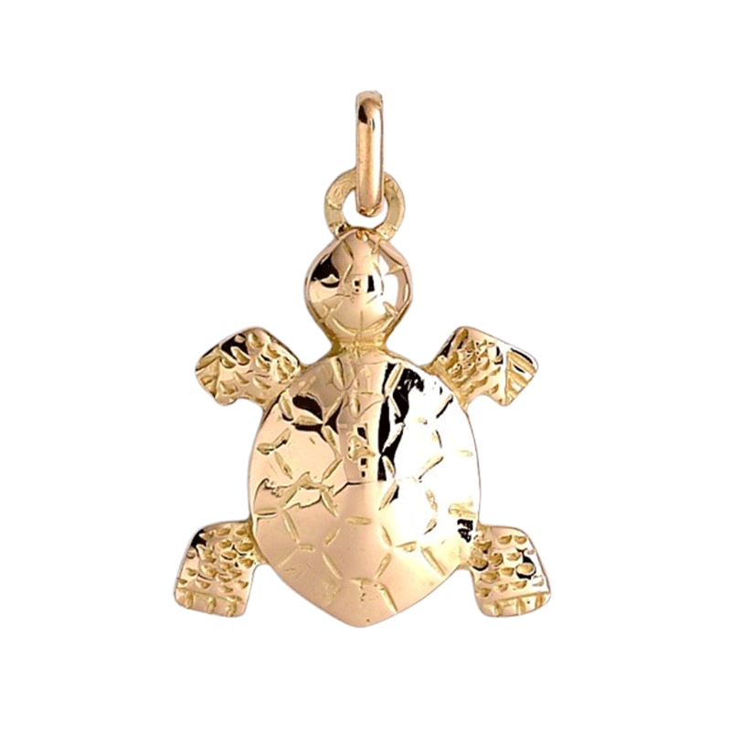 Pendentif tortue terreste  – Or 9 carats jaune ou gris – Artisanat français depuis 1954 