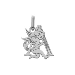 Pendentif ange lettre A  – Or 9 carats jaune ou gris – Artisanat français depuis 1954 