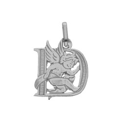 Pendentif ange lettre D  – Or 9 carats jaune ou gris – Artisanat français depuis 1954 