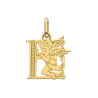 Pendentif ange lettre E  – Or 9 carats jaune ou gris – Artisanat français depuis 1954 