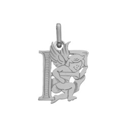 Pendentif ange lettre F  – Or 9 carats jaune ou gris – Artisanat français depuis 1954 