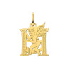 Pendentif ange lettre H  – Or 9 carats jaune ou gris – Artisanat français depuis 1954 