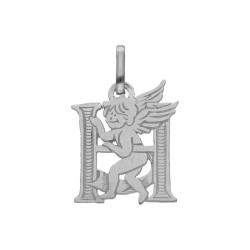 Pendentif ange lettre H  – Or 9 carats jaune ou gris – Artisanat français depuis 1954 