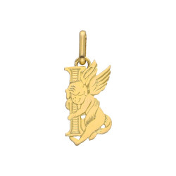 Pendentif ange lettre I  – Or 9 carats jaune ou gris – Artisanat français depuis 1954 